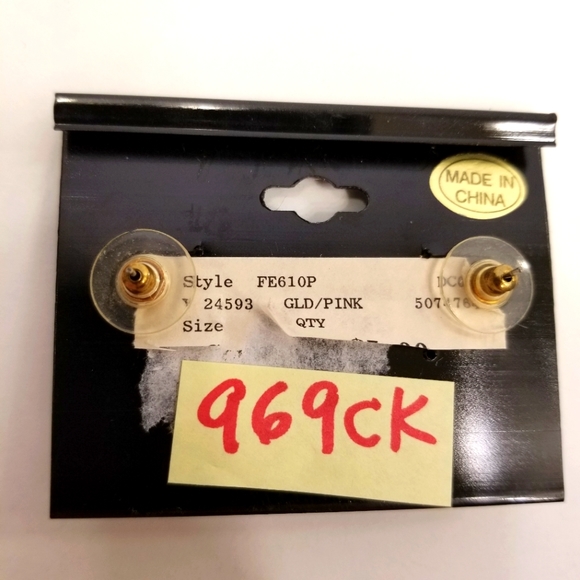 ✅969CK NEW Charles Klein Gold-Tone & Pink Enamel Post Earrings Gorgeous feminine - Picture 4 of 7